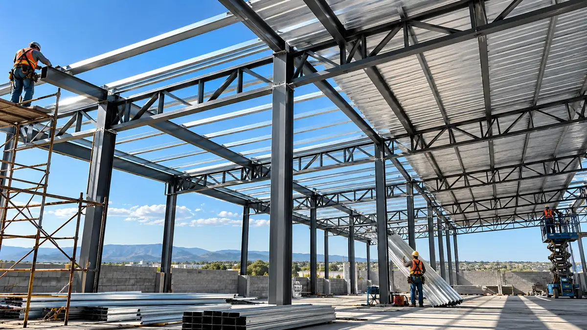 Montaje de estructura metálica para techo industrial